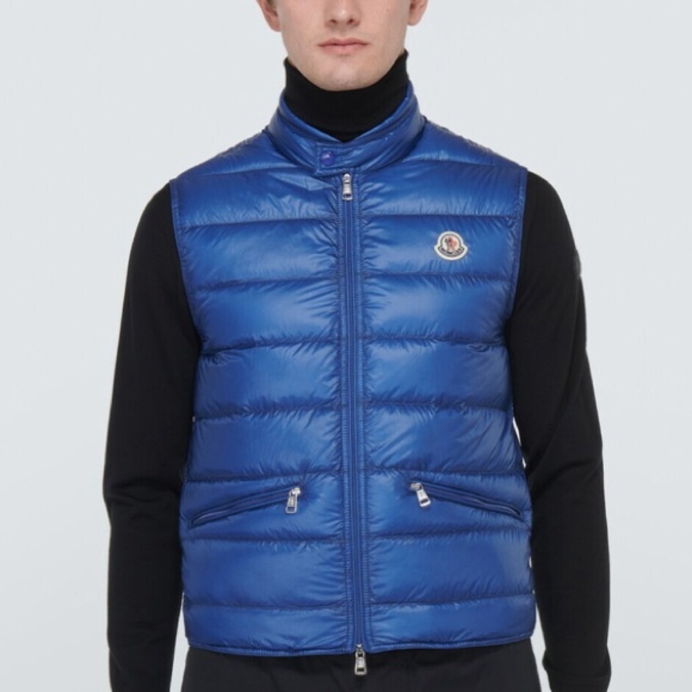 MONCLER Men’s Gui Packable Down Vest in Blue; Size: 2 (With CoA)